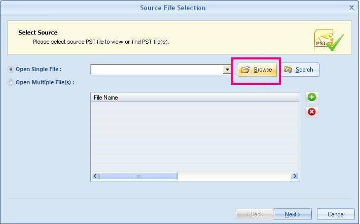 Browse the Outlook PST file