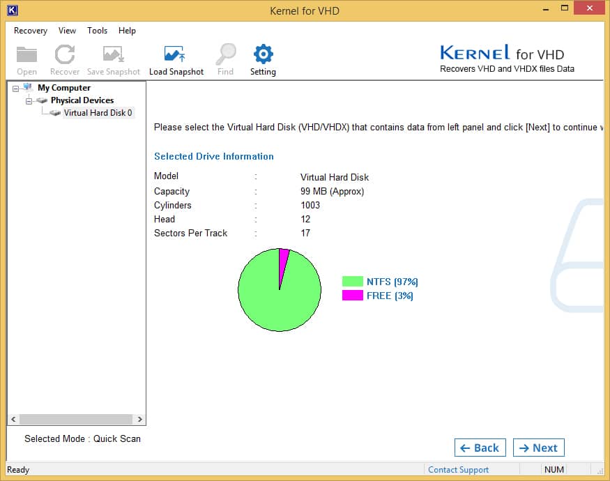 Selecting the desired drive to recover