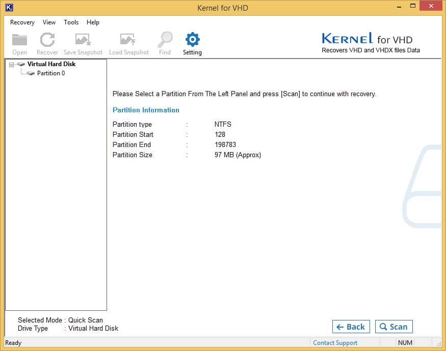 Selecting the corrupt partition for recovery