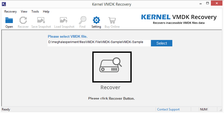 A VMDK file added for recovery