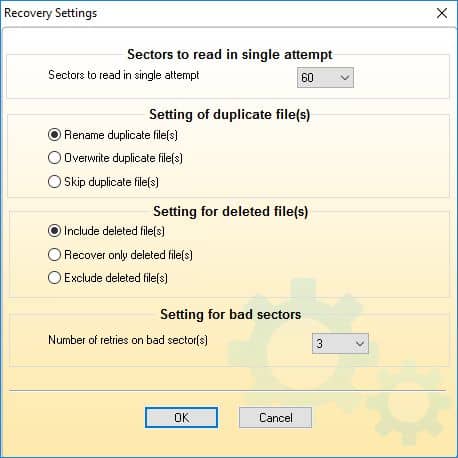 Manage your recovery settings to include/exclude duplicate files and deleted files