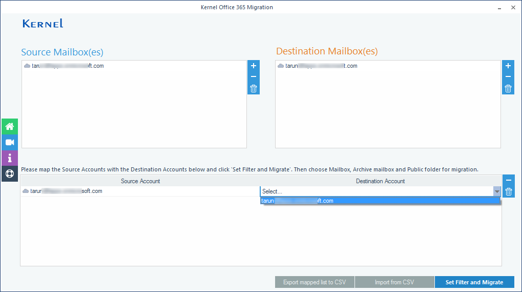 Set Filter and Migrate