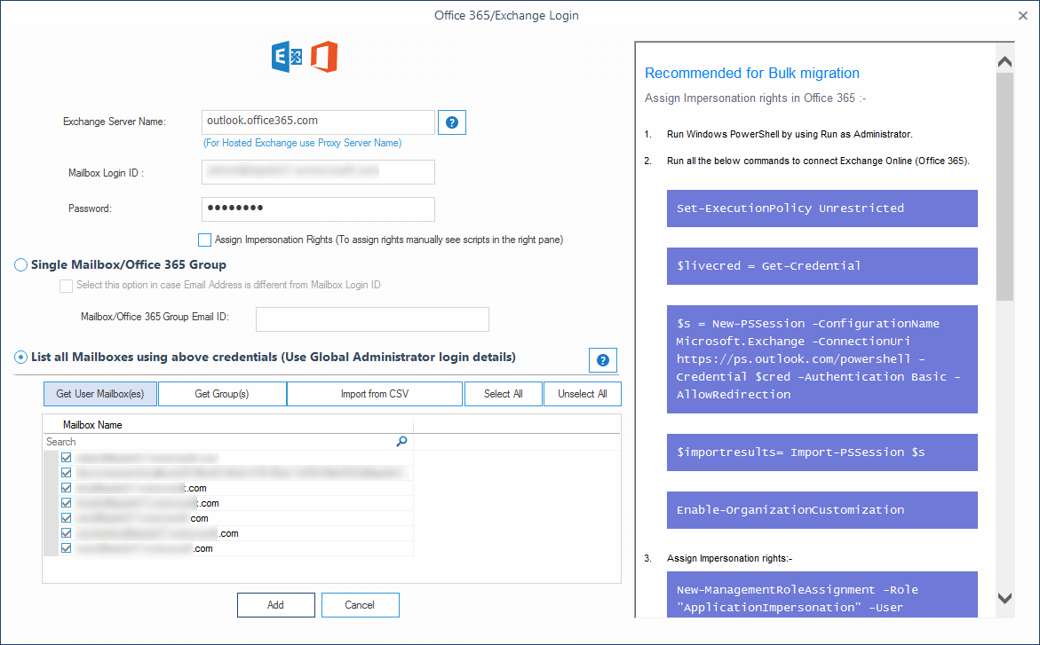 Enter the Office 365 credentials