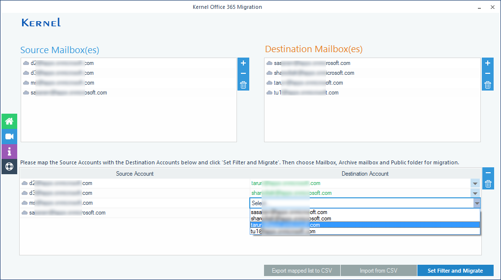 Set Filter and Migrate